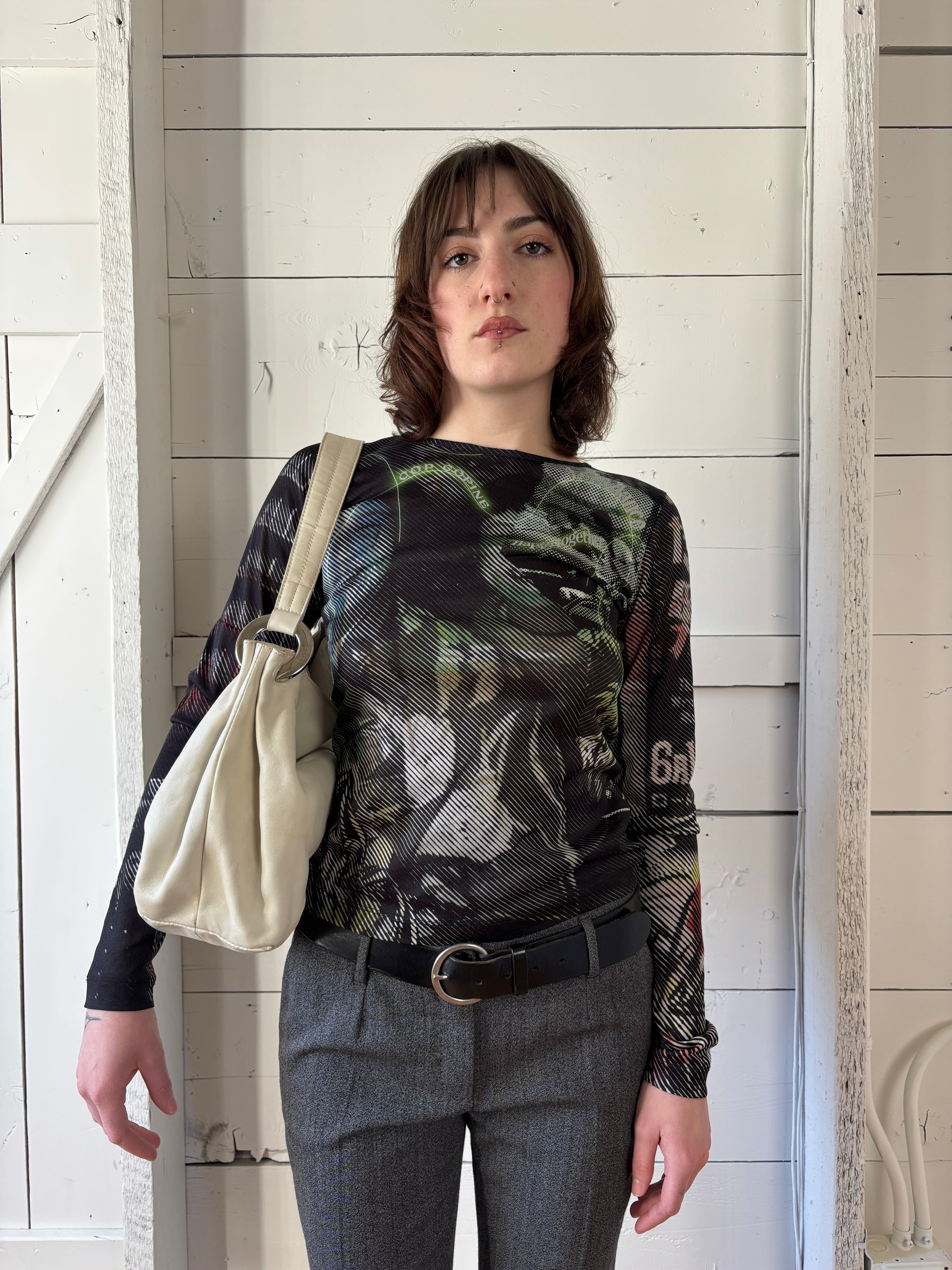 90s Cop Copine Graphic Mesh Longsleeve