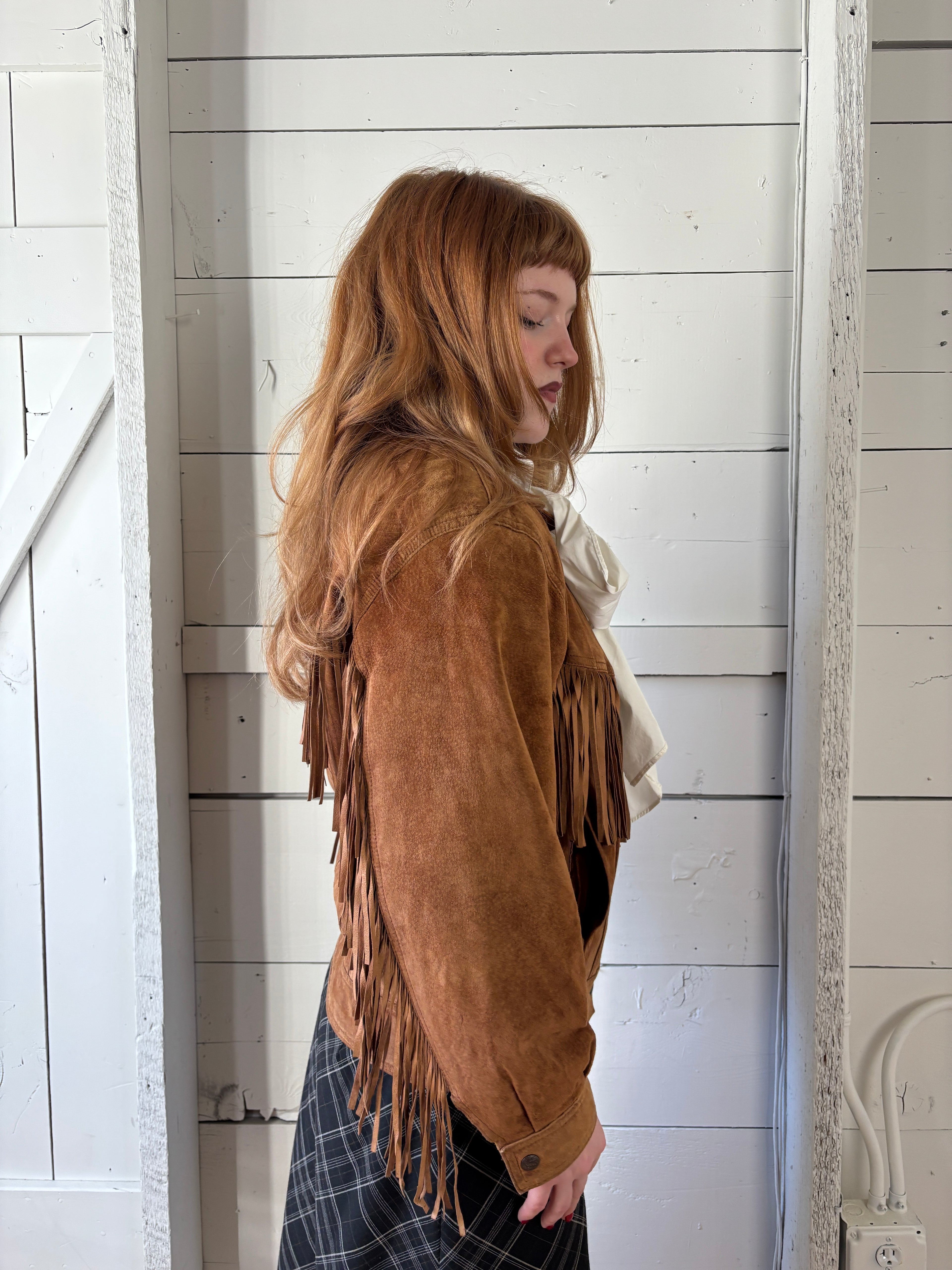 80s Studio Siena Fringe Leather Bomber Jacket