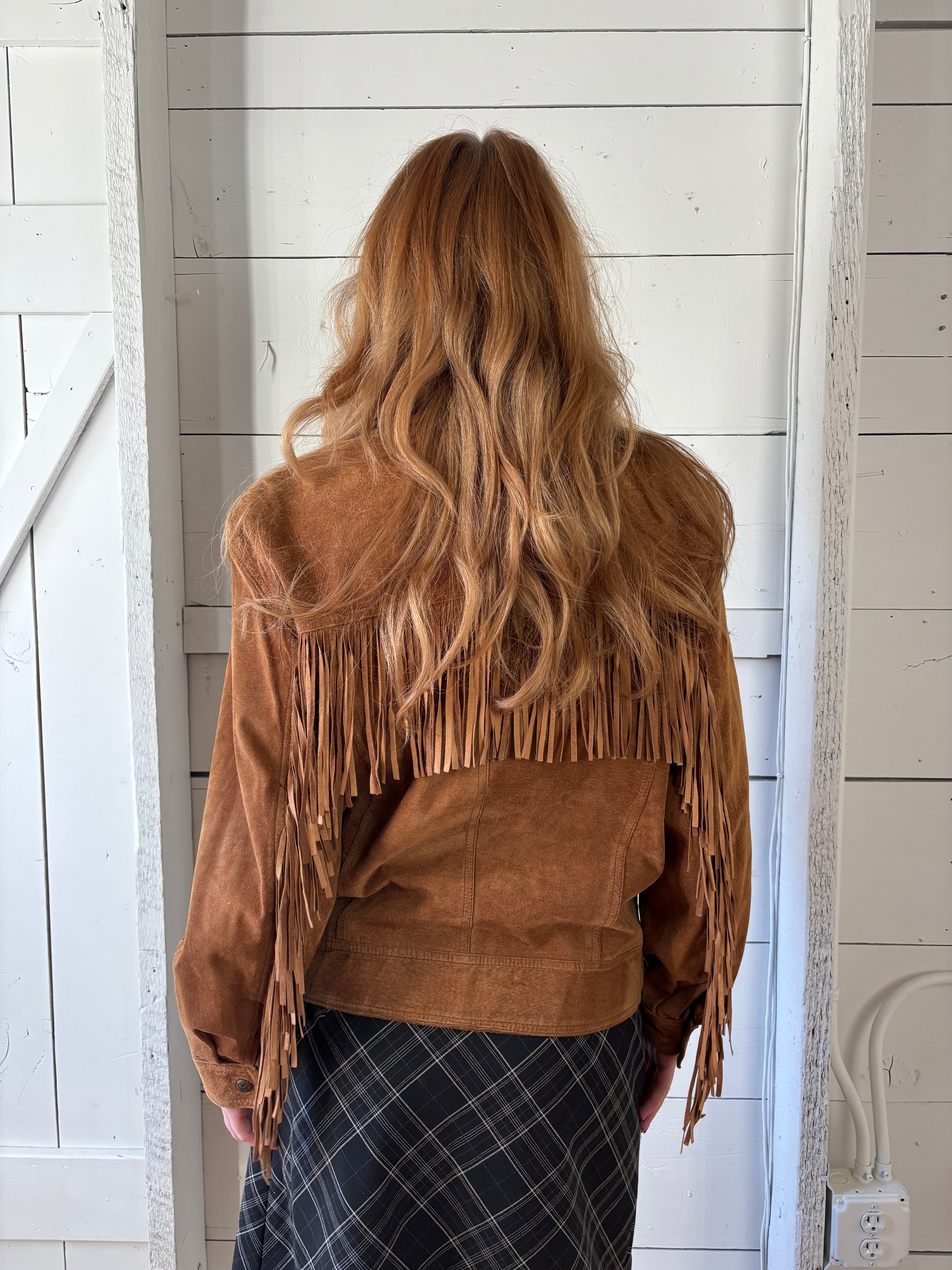 80s Studio Siena Fringe Leather Bomber Jacket
