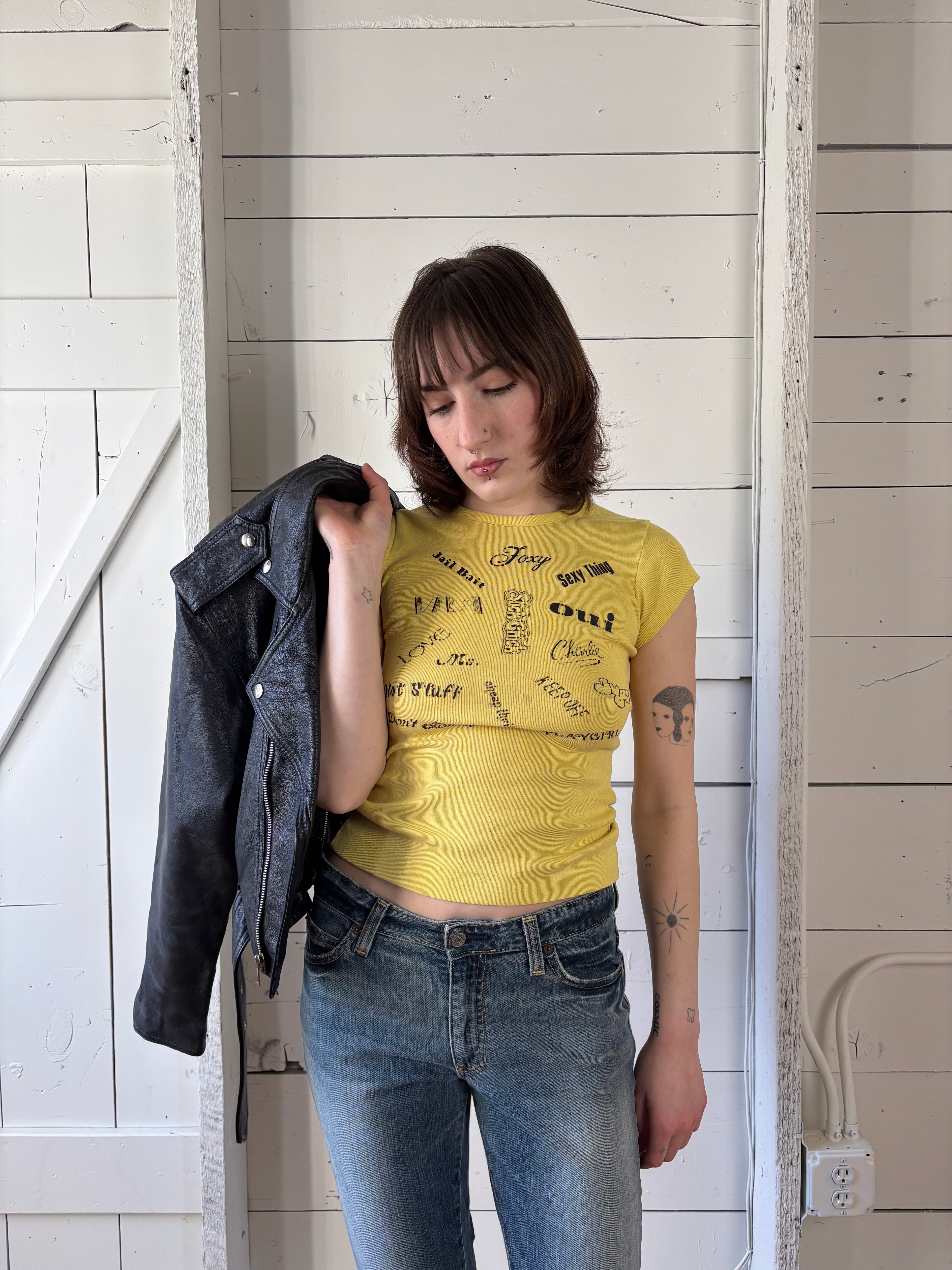 70s Yellow Graphic Baby Tee
