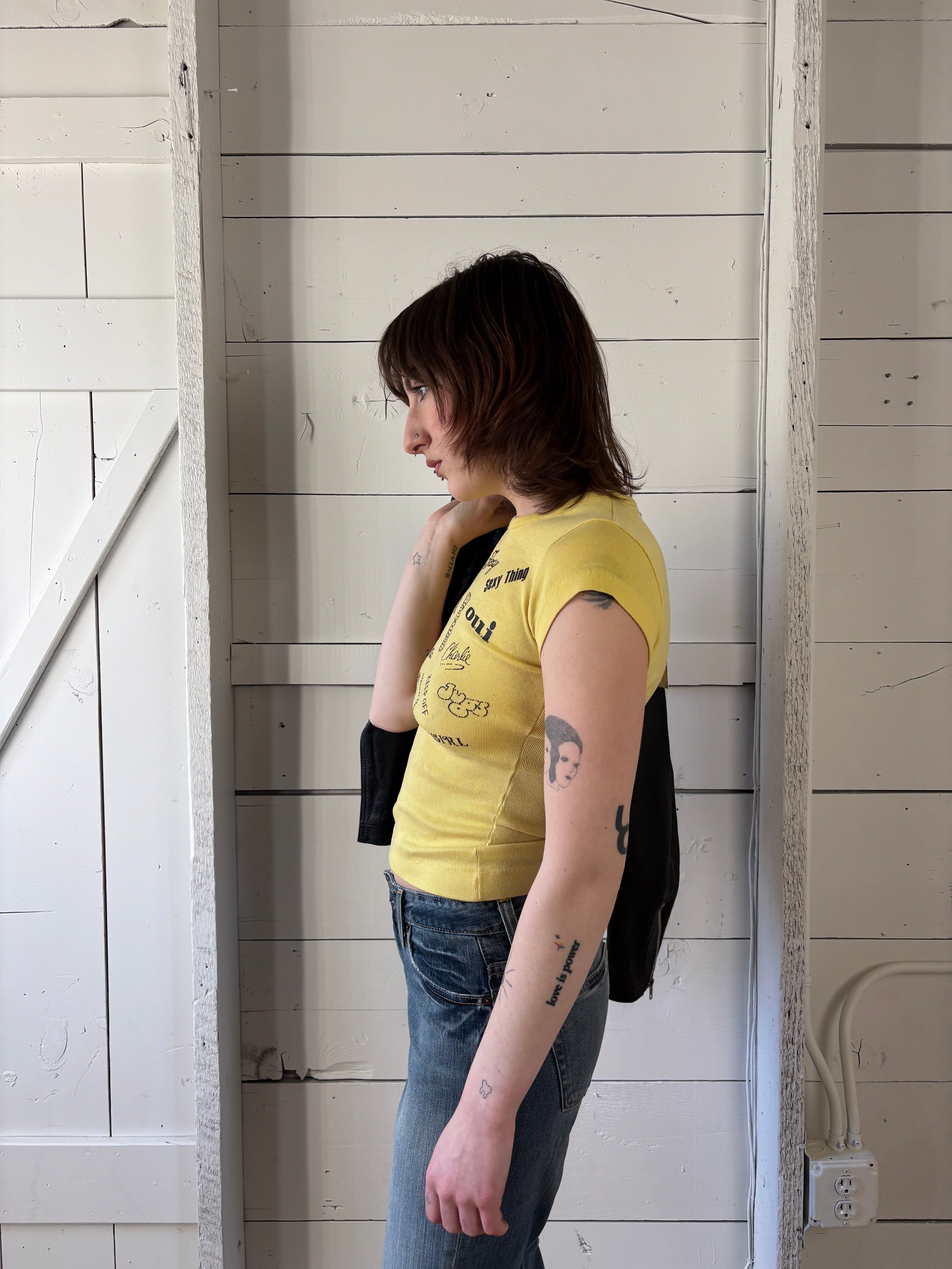 70s Yellow Graphic Baby Tee