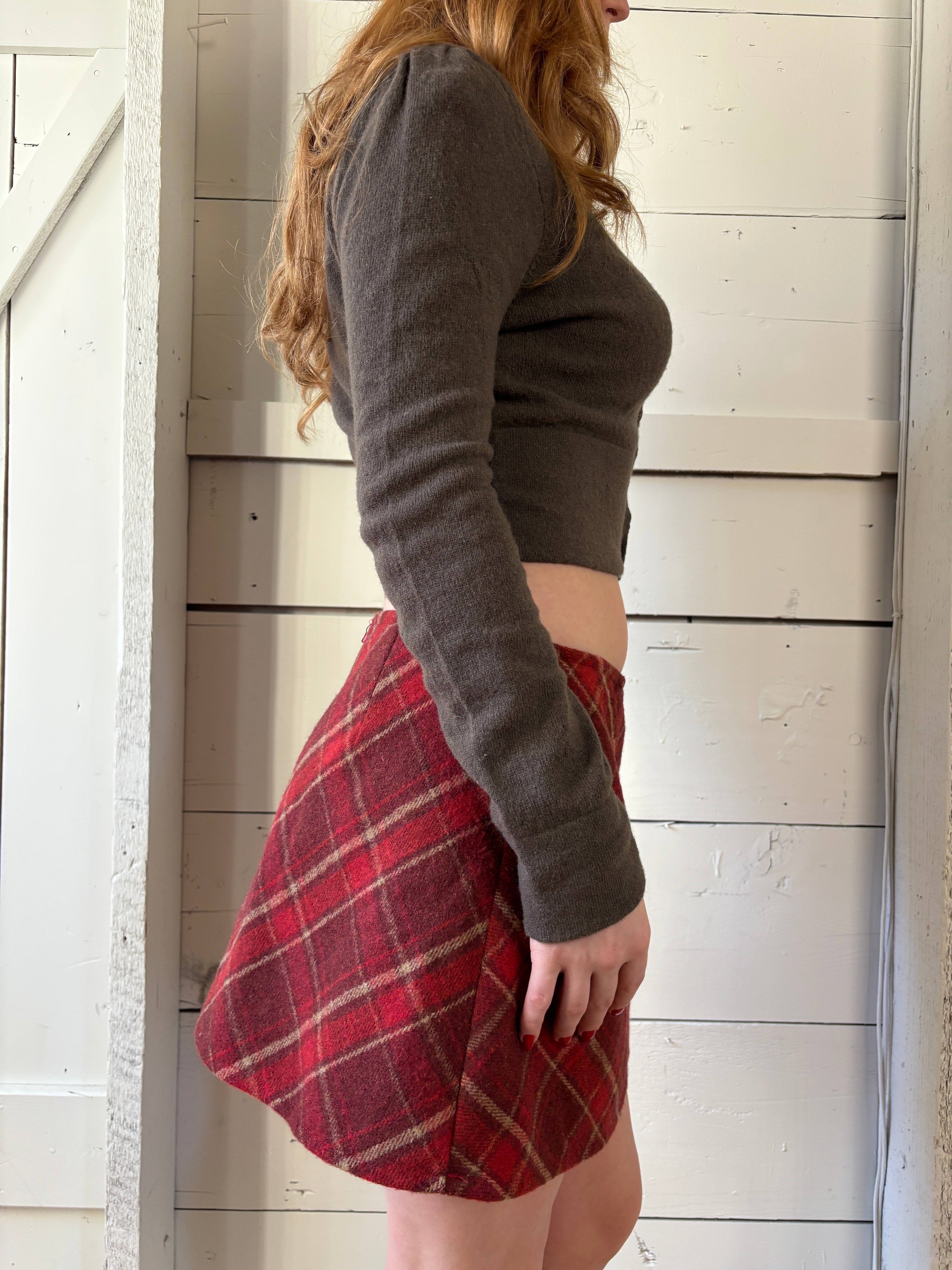 2000s Gap Wool Plaid Mini Skirt