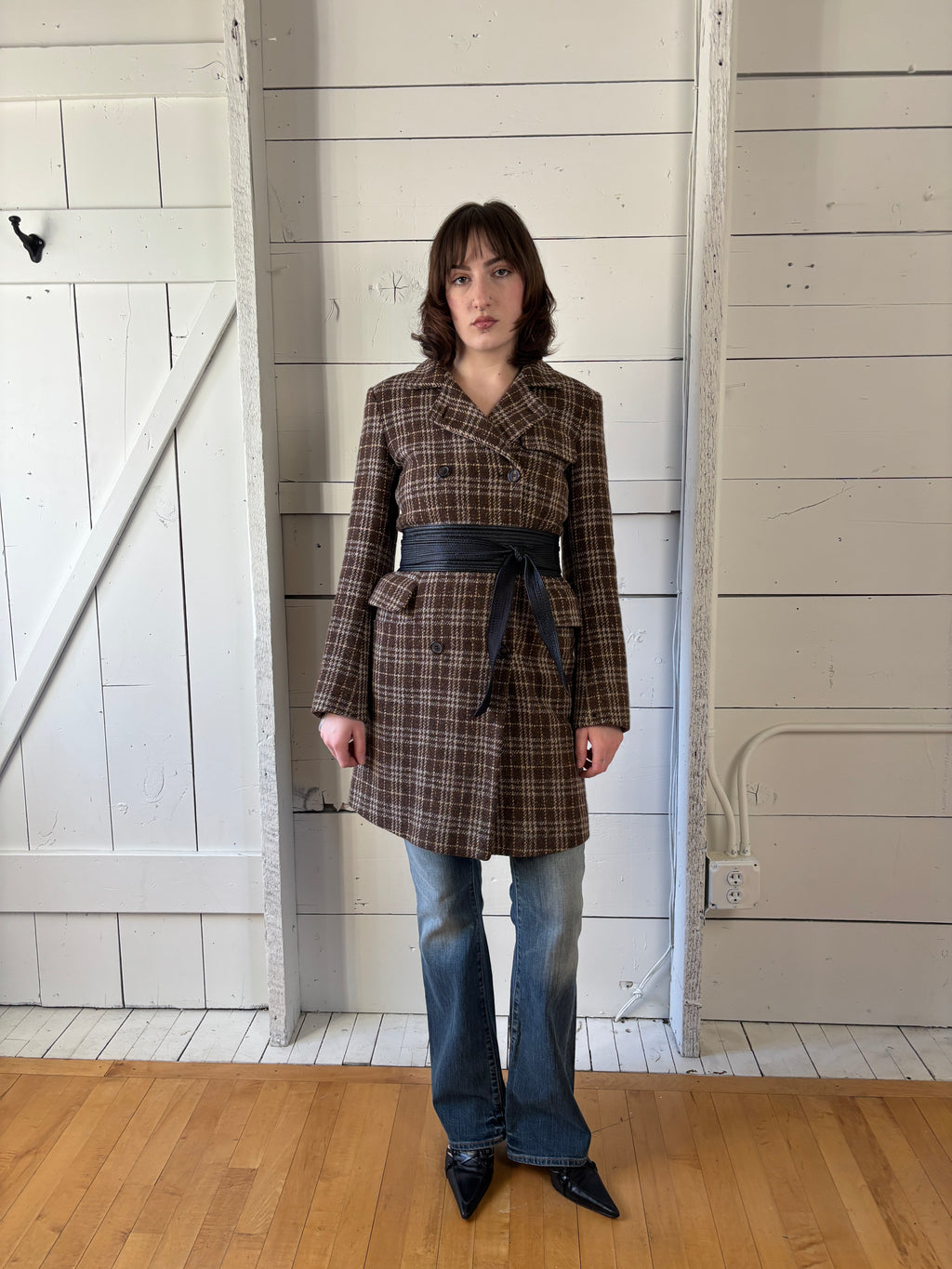 Jil Sander Plaid Wool/Cashmere Trench Coat