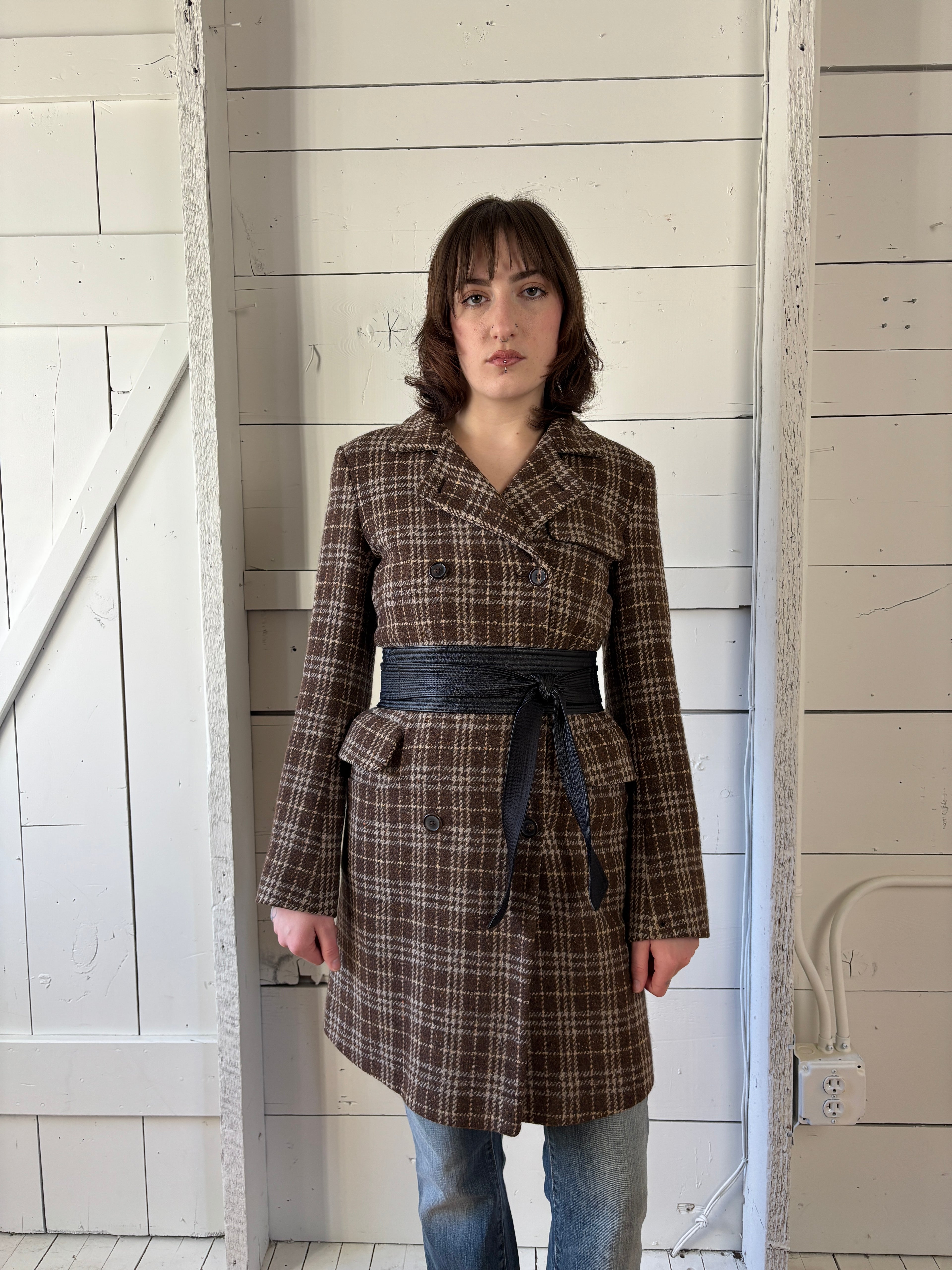 Jil Sander Plaid Wool/Cashmere Trench Coat