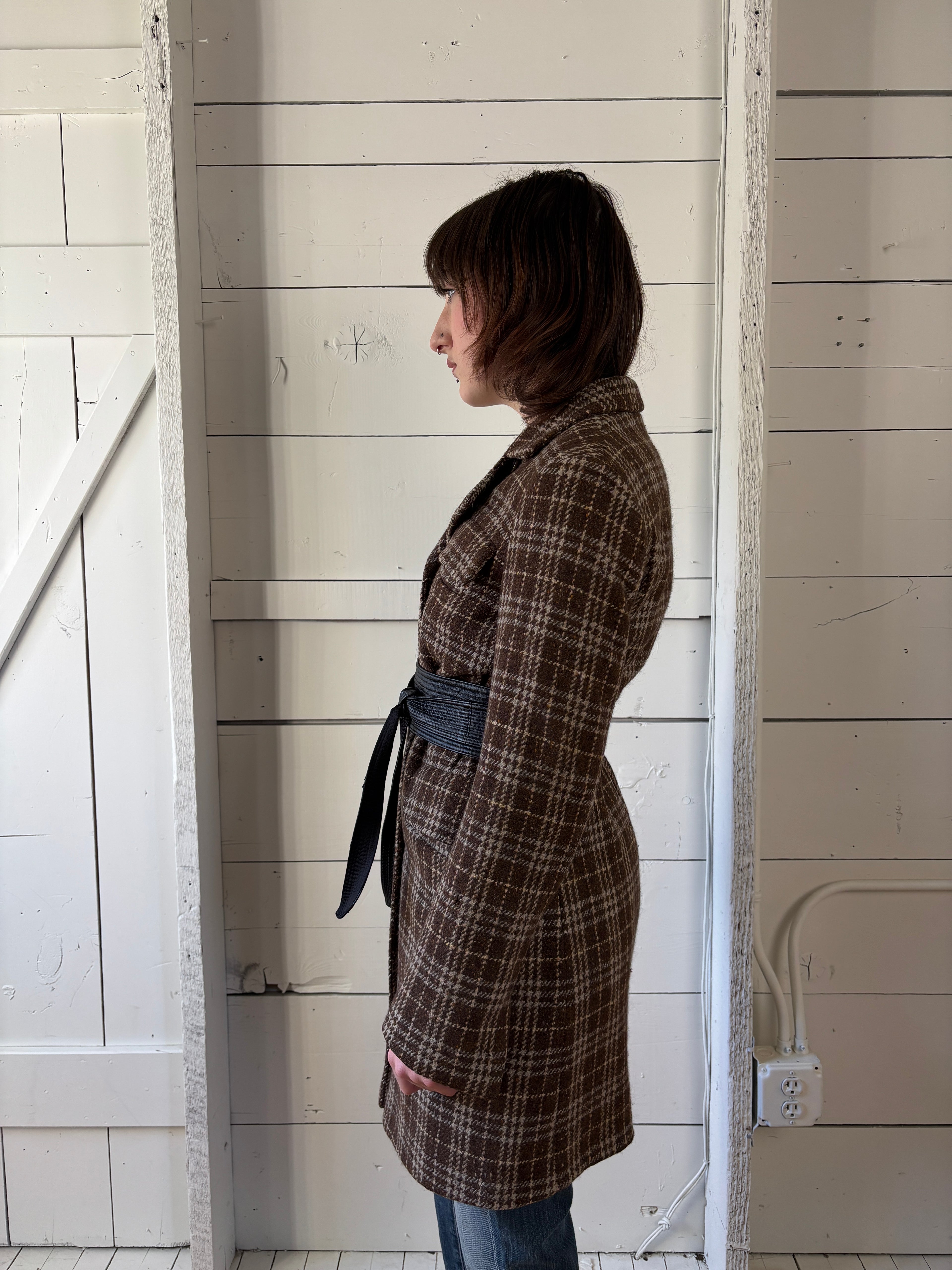 Jil Sander Plaid Wool/Cashmere Trench Coat