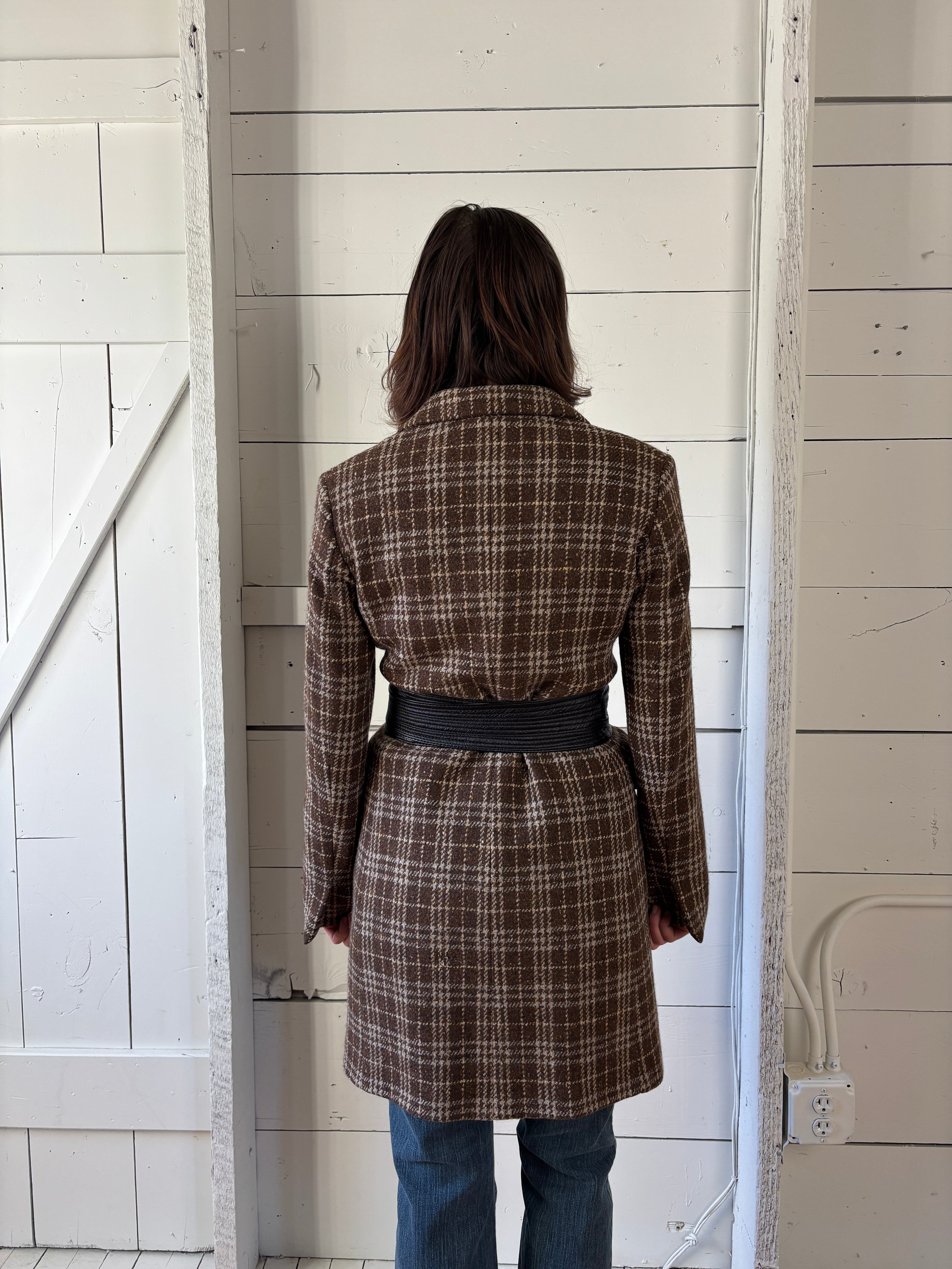 Jil Sander Plaid Wool/Cashmere Trench Coat