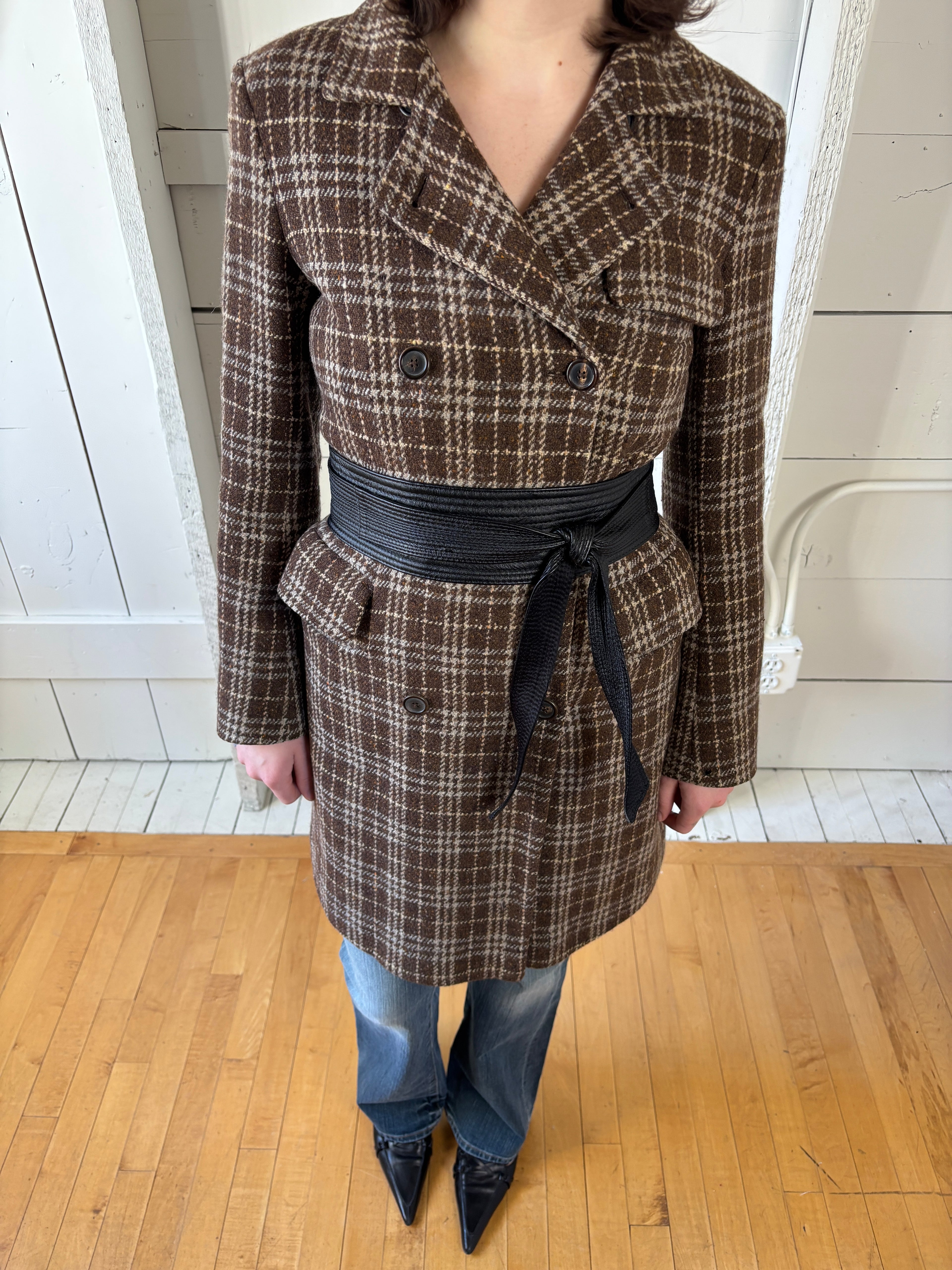 Jil Sander Plaid Wool/Cashmere Trench Coat