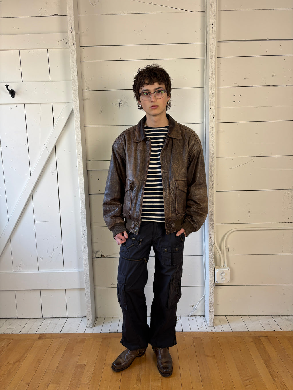 Vintage Adventure Bound Leather Bomber Jacket