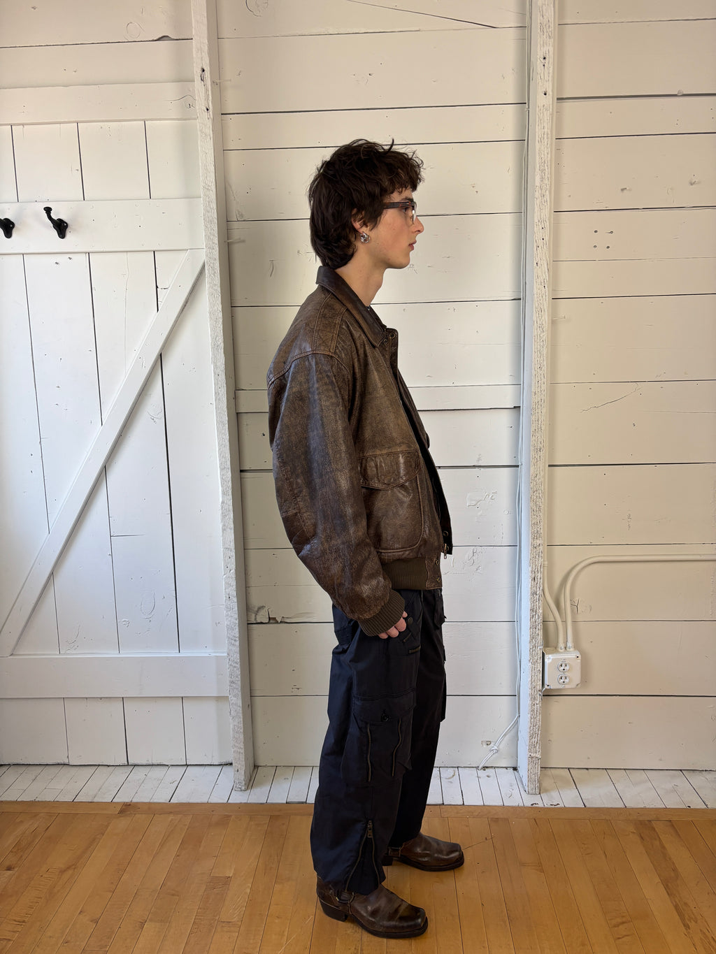 Vintage Adventure Bound Leather Bomber Jacket