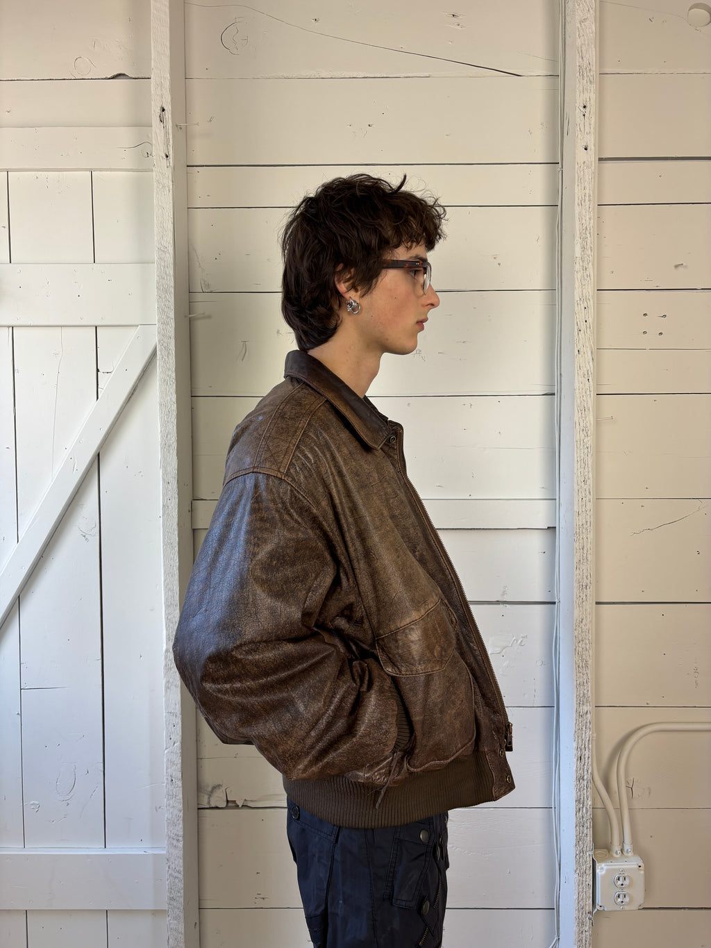 Vintage Adventure Bound Leather Bomber Jacket