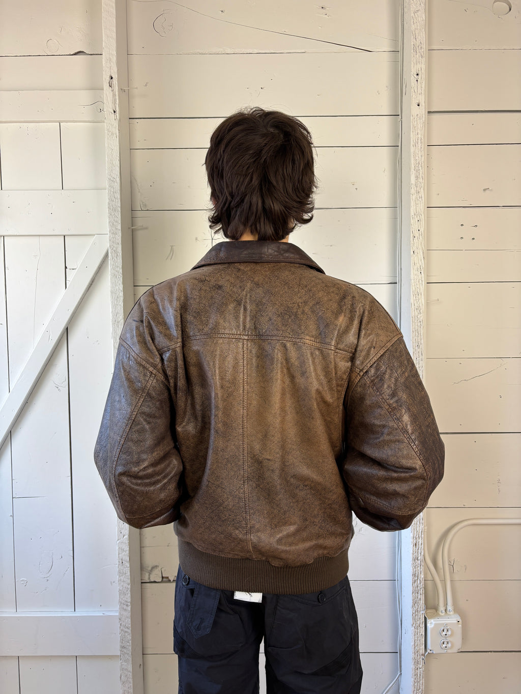 Vintage Adventure Bound Leather Bomber Jacket