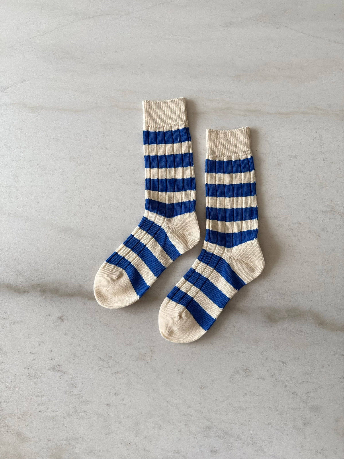 Thick Ribbed Cotton Stripe High Socks